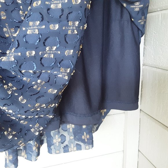 H&M navy blue skirt with gold pattern Size S - Picture 3 of 5